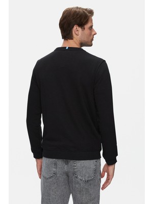 Suerte Siyah Bisiklet Yaka Kauçuk Standard Fit Erkek Sweatshirt