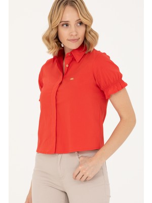 U.S. Polo Assn. Kadın Kırmızı Gömlek Kısa Kollu 50264219-VR030