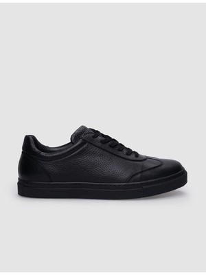 Cabani %100 Hakiki Deri Siyah Bağcıklı Erkek Sneaker