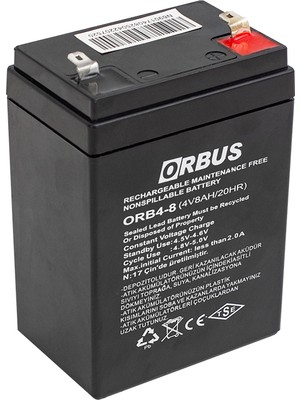 Orbus 4 Volt 8 Amper Kuru Tip Akü ORB4-8 (68*45*95 Mm)