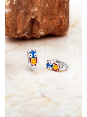 Sümer Telkari Mineli Baykuş Gümüş Çocuk Küpesi 7089