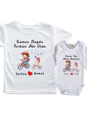 Abi Oldu Kardeş Oldu Yazılı Kişiye Özel 2'li Kombin