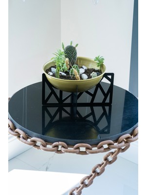 Rarart Gold & Siyah Metal Büyük Çok Amaçlı Dekoratif Kase - Ayaklı Saksı - Triantan Large