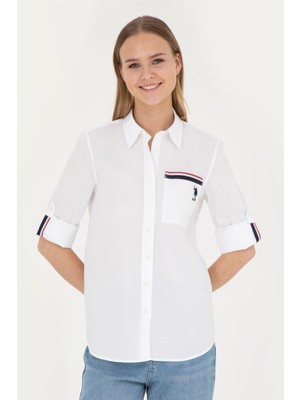 U.S. Polo Assn. Kadın Beyaz Gömlek Desenli 50283571-VR013