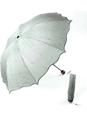 Tekno Trust Yeşil Yagmur Desenli Manuel Kadın Şemsiye