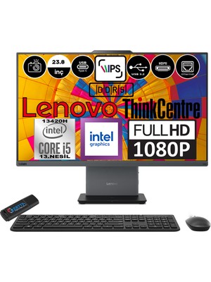Lenovo Thinkcentre Neo 24 50A Gen5 Intel Core I5 13420H 32GB Ddr5 512GB SSD Windows 11 Home Intel® UHD Graphics 23.8" Fhd All In One Bilgisayar 12SC000YTRH07 + Zetta Flash Bellek