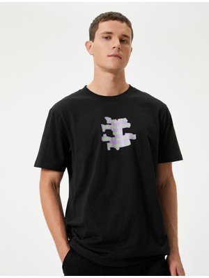 Koton Slogan Baskılı Tişört Bisiklet Yaka Kısa Kollu Pamuklu