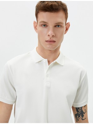 Koton Yakalı Tişört Slim Fit Düğmeli Kısa Kollu