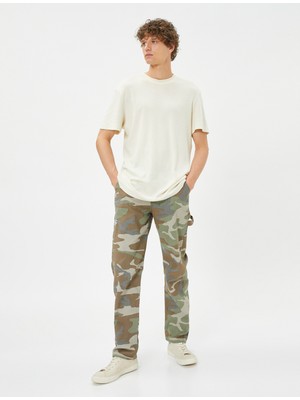 Koton Kamuflaj Pantolon Kargo Cepli Düğmeli Pamuklu