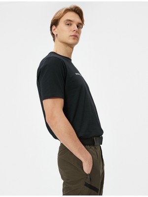 Koton Slim Fit Tişört Slogan Baskılı Bisiklet Yaka Kısa Kollu