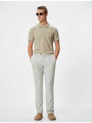 Koton Polo Yaka Tişört Slim Fit Düğmeli Kısa Kollu Biyeli