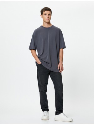 Koton Oversize Tişört Basic Bisiklet Yaka Kısa Kollu Pamuklu