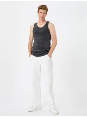 Koton Yıkamalı Atlet Bisiklet Yaka Slim Fit Kolsuz