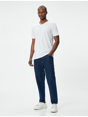 Koton V Yaka Tişört Slim Fit Kısa Kollu Pamuklu