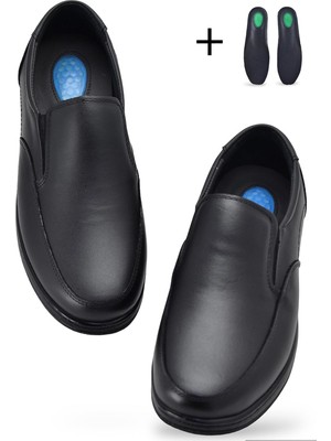 TAB401 Jelli Ortopedik Topuk Masajlı Hakiki Deri Erkek Ayakkabı Kauçuk Taban