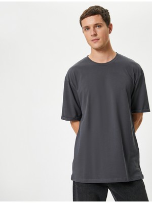 Koton Basic Oversize Tişört Bisiklet Yaka Kısa Kollu