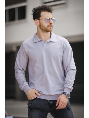 Oksit Hoek Slim Fit Patlı Yakalı Erkek Sweatshirt