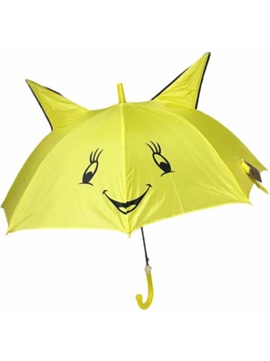 Tekno Trust Düdüklü ve Kulaklı Baston Çocuk Şemsiyesi (Sarı)