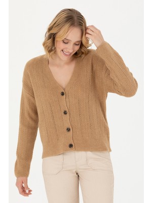 U.S. Polo Assn. Kadın Kum Melanj Hırka (Triko) 50269493-VR123