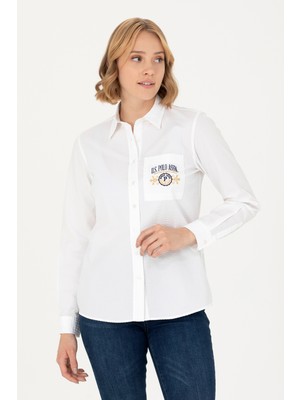 U.S. Polo Assn. Kadın Beyaz Gömlek Desenli 50272189-VR013
