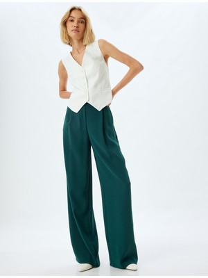 Koton Geniş Paça Pantolon Krep Kumaş Cep Detaylı