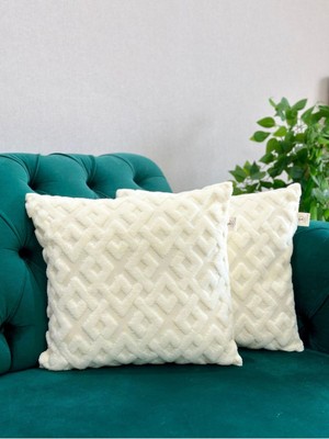 Woodhub 2'li Set Bohem Punch Panç Desen Dekoratif Kırlent Kılıfı Ekru 45x45 cm