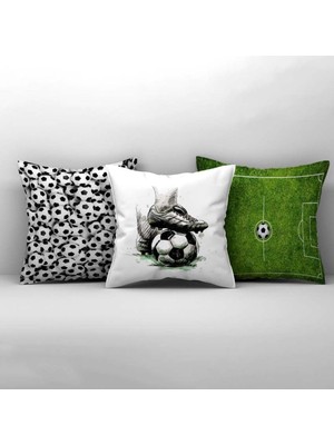 Woodhub Çocuk Bebek Odası Kırlent Kılıfı Futbol Topu Çimen