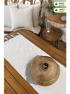 Woodhub Buldan Işi Runner ve Kırlent Takımı 4 Adet Kırlent 1 Adet Runner