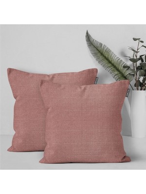 Woodhub 2'li Keten Görünümlü Kırlent Kılıfı Pembe