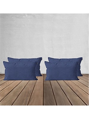 Woodhub 4'lü Kadife Dokulu Kırlent Kılıfı Mavi