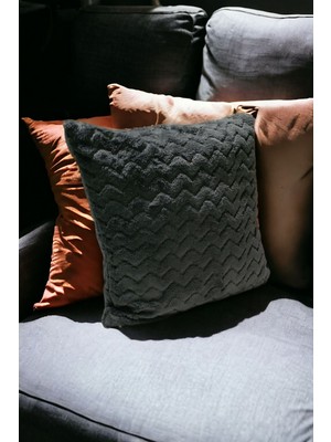 Woodhub Bohem Dekoratif Yastık Kılıfı Kırlent Kılıfı 43x43  cm Antrasit