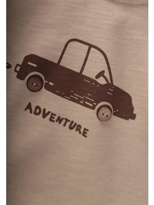 Adventure Baskılı Erkek Sweatshirt 0-5 Yaş Bej