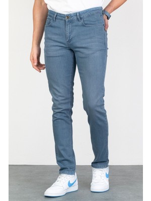 Hlt Jeans Erkek Mavi Slim Fit Taşlamalı Kot Pantolon HLTHE001941