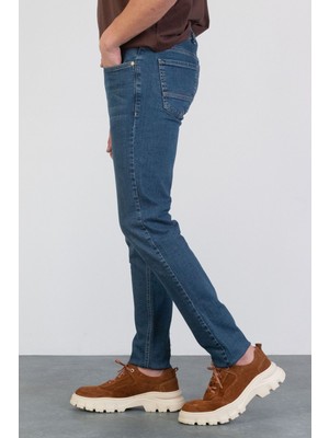 Hlt Jeans Erkek Okyanus Mavisi Slim Fit Dar Paça Likralı Jean Kot Pantolon HLTHE001958