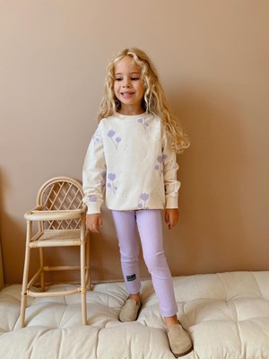 Sacro Kids Çiçek Desenli Taytlı-Sweatshirt Mevsimlik Kız Çocuk Takım