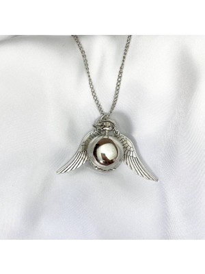 Herşey Nota Harry Potter Saatli Snitch Silver Kanatlı Top Kolye