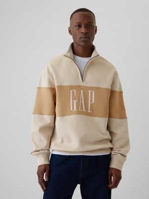 Erkek Bej Vintage Soft Gap Logo Oversized Pullover Sweatshirt