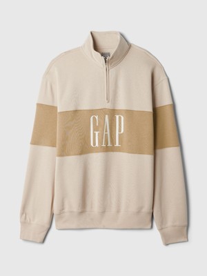 Erkek Bej Vintage Soft Gap Logo Oversized Pullover Sweatshirt