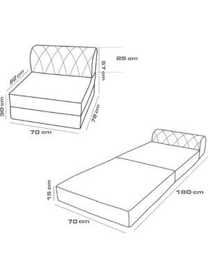 Mevsim Home Rainbow Oturum Yüksekliği 29 cm 70X180 Yeşil Tek Kişilik Katlanabilir Yatak Koltuk