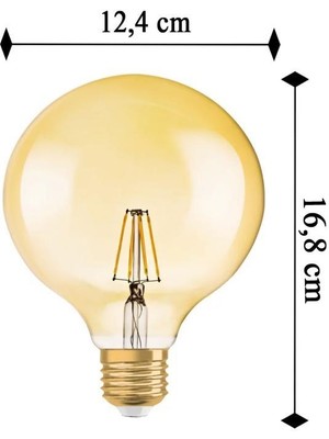 Osram Vintage 6,5W (55W) Dim Glop Rustik Ampul - Sarı (3 Adet) Işığı Kısılabilir Dekoratif Lamba