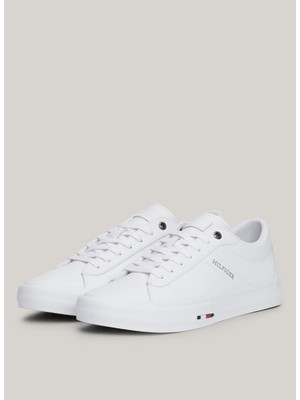 Tommy Hilfiger Beyaz Erkek Sneaker Th Hı Vulc Street Rwb Lth Low