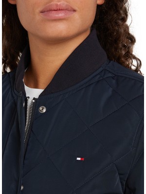 Tommy Hilfiger Standart Lacivert Kadın Ceket Lw Quılted Bomber Jacket