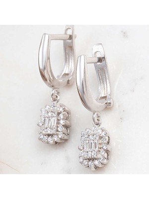 Turtcest Gümüş Baget Taşlı Kadın Küpe