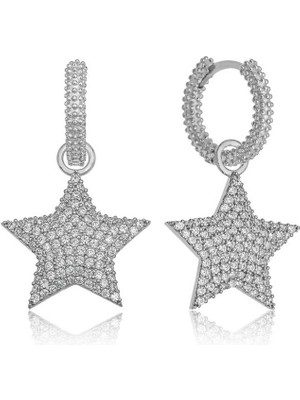 Turtcest Gümüş Halka Yıldız Küpe