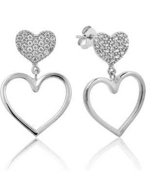 Turtcest 925 Ayar Gümüş Kalpli Kadın Küpe