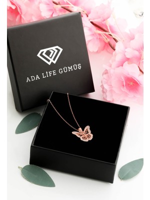 925 Ayar Gümüş Zirkon Taşlı Kelebek Model Gümüş Kolye(Özel Kutulu)