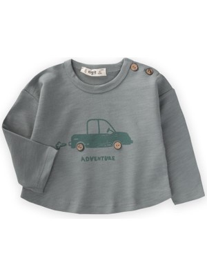 Adventure Baskılı Erkek Sweatshirt 0-5 Yaş Çağla Yeşili