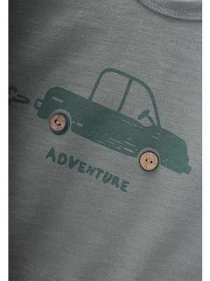 Adventure Baskılı Erkek Sweatshirt 0-5 Yaş Çağla Yeşili