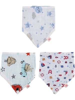 Bondilolly Bebek 3lü Fular Mama Önlüğü Çıtçıtlı %100 Pamuk BNL-0031