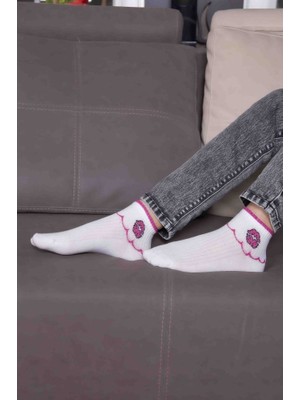 Çocuk 3lü Fiyonk Taç Öpücük Desenli Patik Çorap ONL-02592